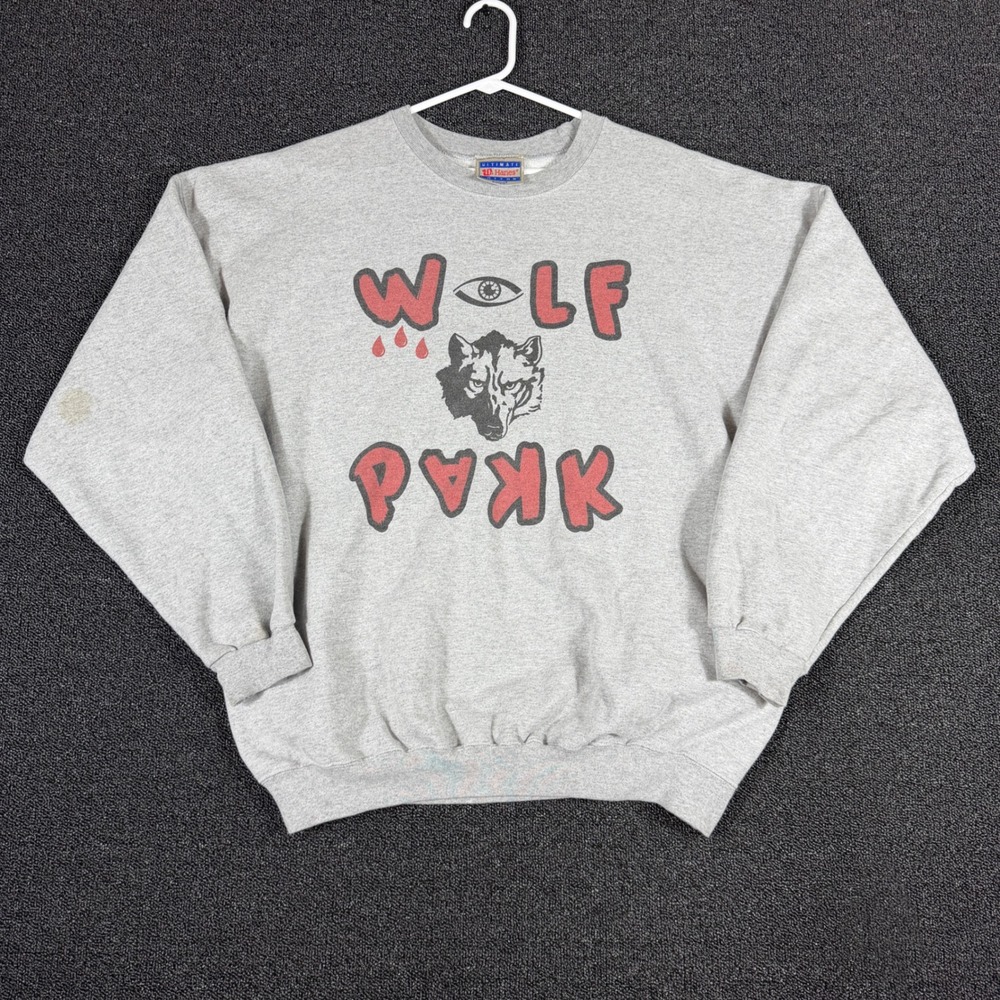 Vintage 90s NC State Wolf Pack "The Play Maker" Gray Crewneck Sweatshirt Mens XL